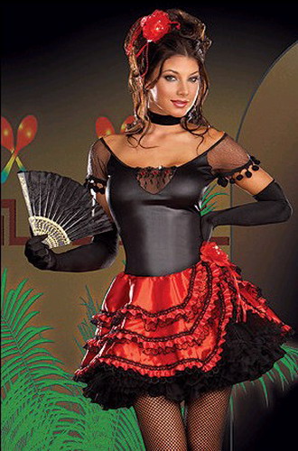 Spanish Senorita Corset Moulin Rouge Fancy Dress Outfit